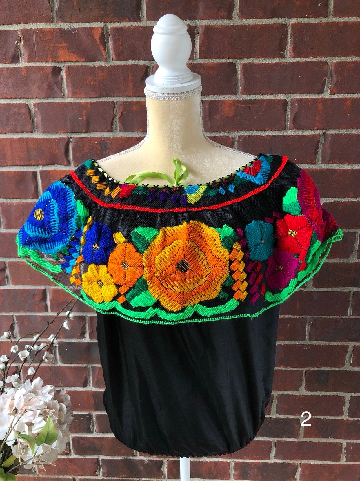 S-M Chiapas Top, Mexican Chiapaneca Blouse, Fiesta Blouse, Cinco De Mayo Top, Off shoulders Mexican Blouse, S-M