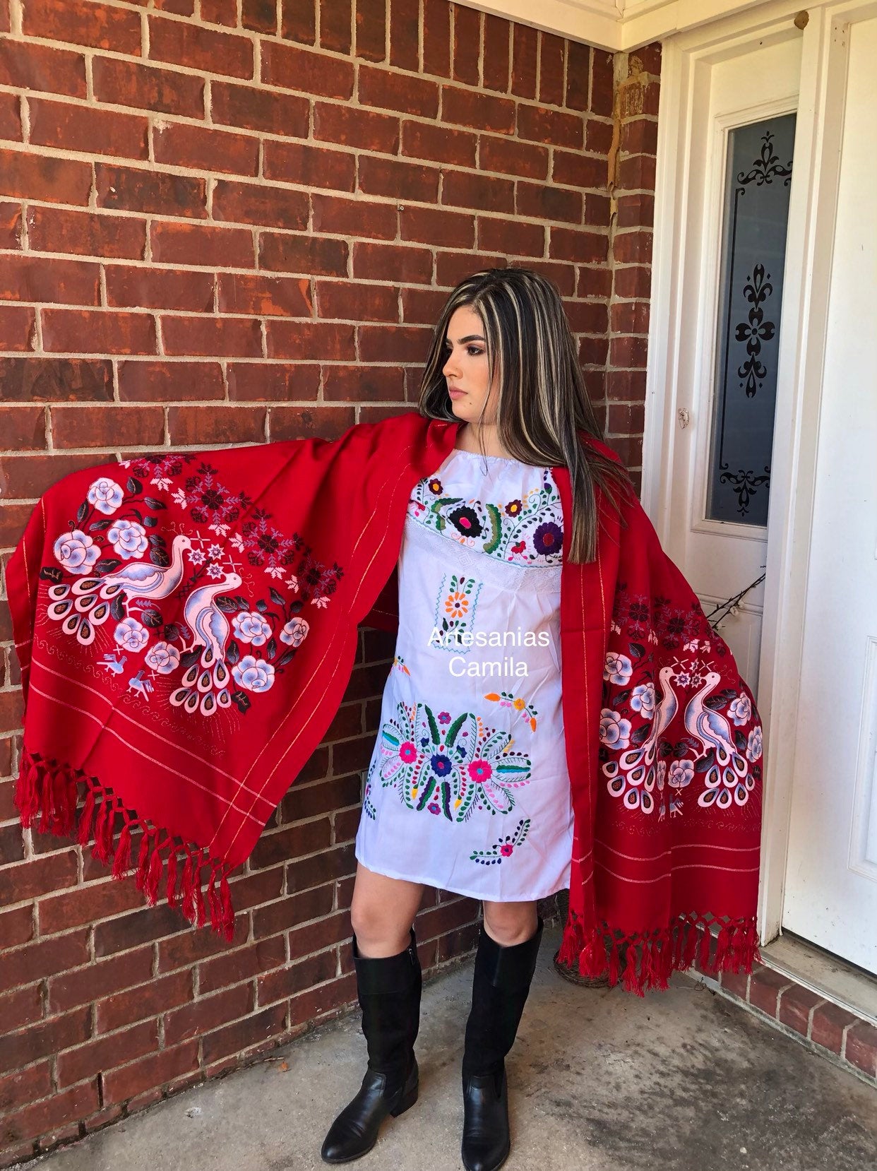 Peacock hand painted shawls