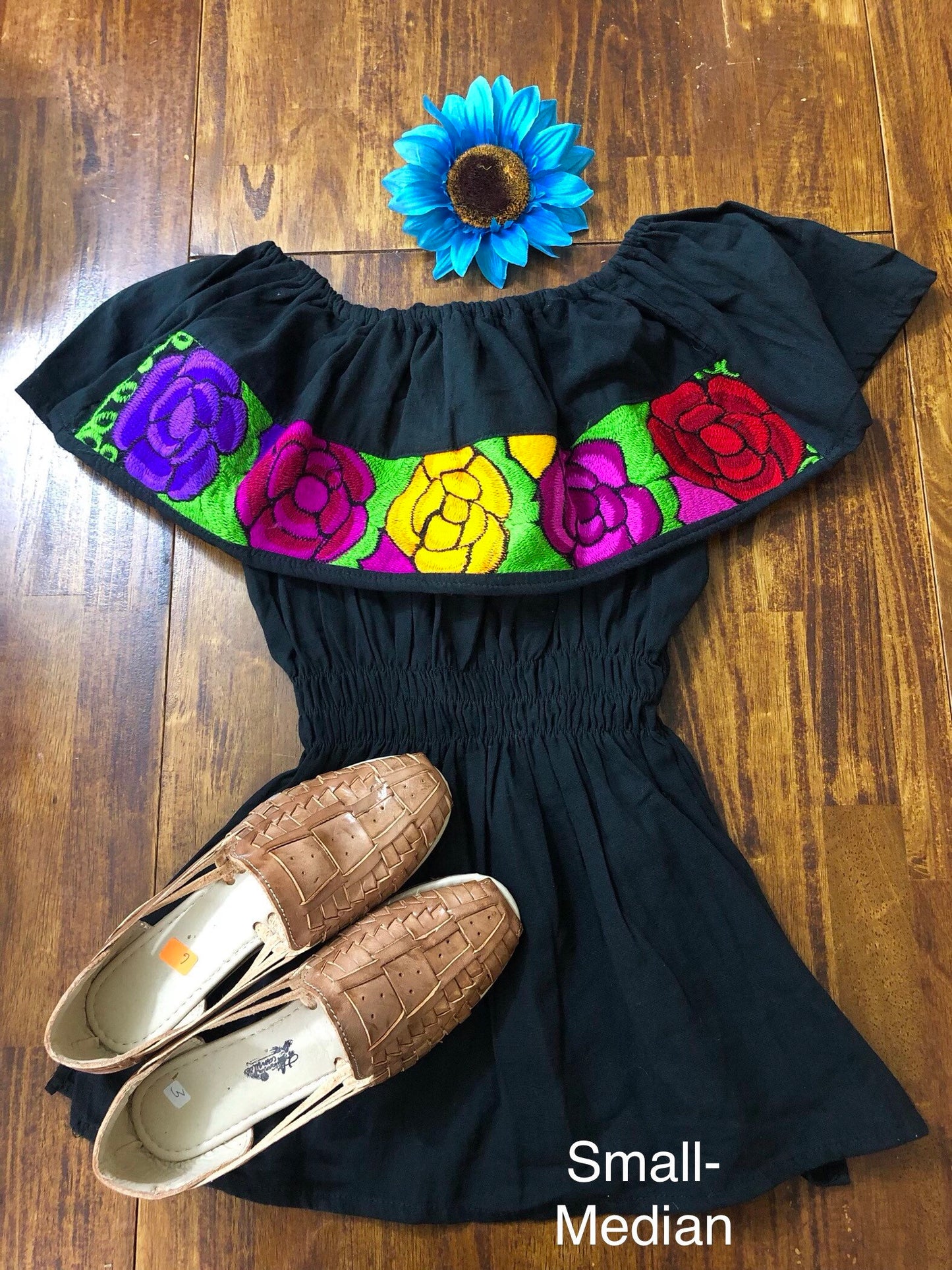 Mexican Top Off the shoulders Campesina Blouse XS-M - Floral Off the shoulders blouse- Cinco de mayo fiesta blouse-