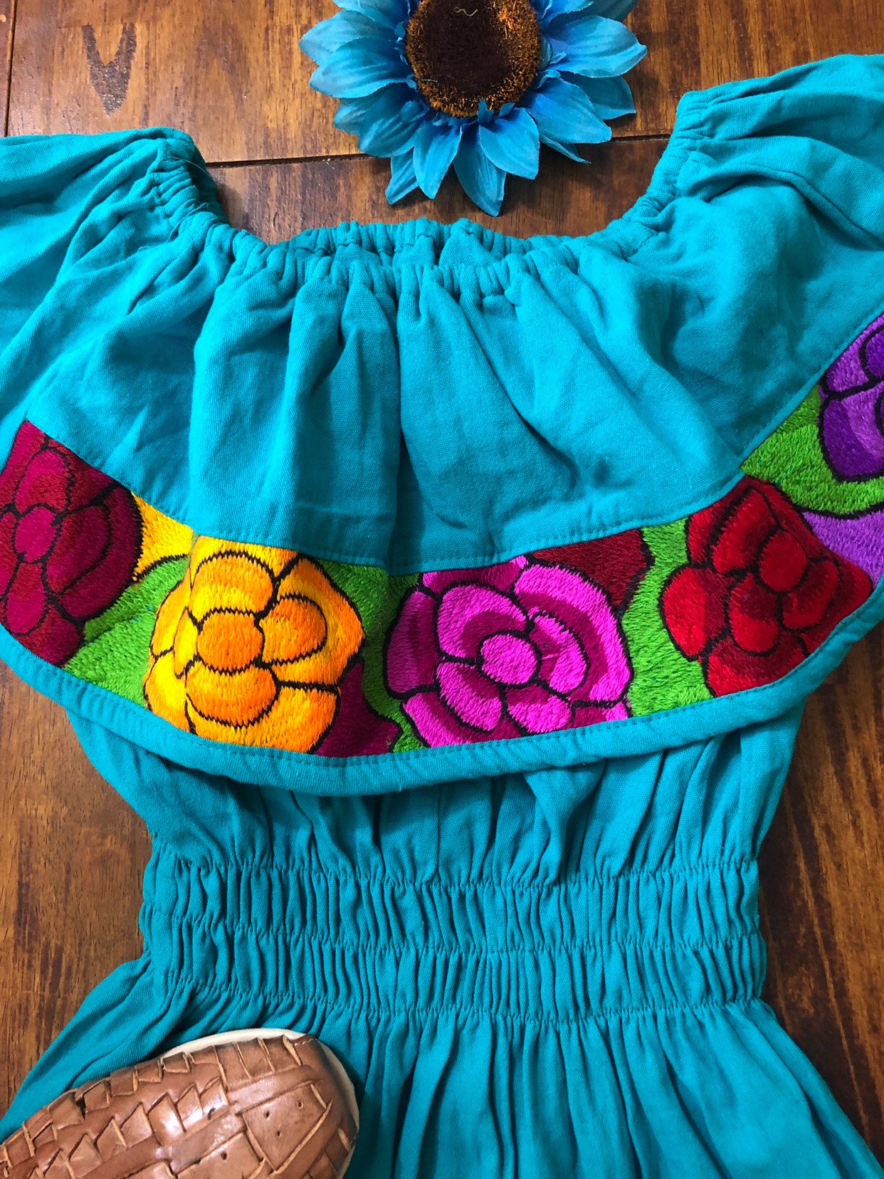 Mexican Top Off the shoulders Campesina Blouse XS-M - Floral Off the shoulders blouse- Cinco de mayo fiesta blouse-