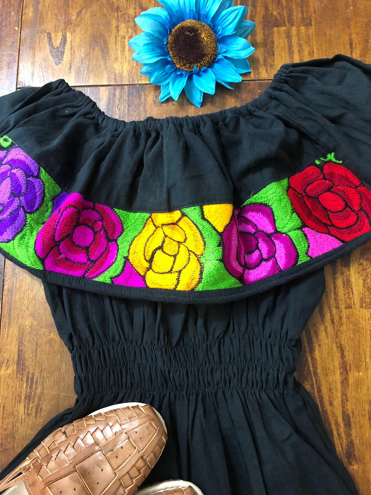 Mexican Top Off the shoulders Campesina Blouse XS-M - Floral Off the shoulders blouse- Cinco de mayo fiesta blouse-