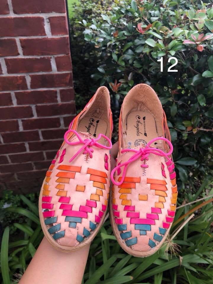 Size 7 Huarache Sandal - Mexican style Boho Ready to ship- Rainbow Sandal