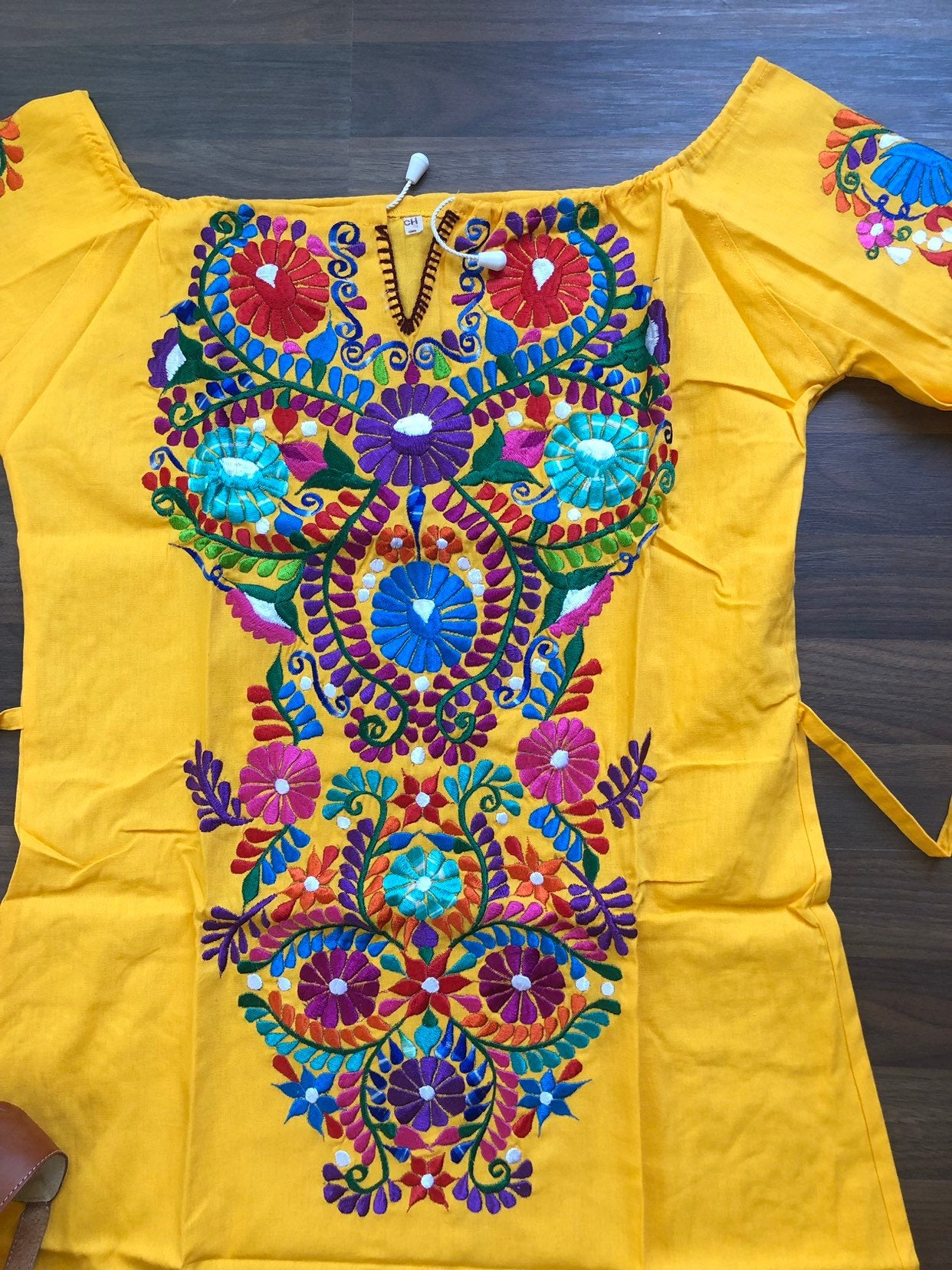 Mexican Dress- Fiesta Dress Embroidery- Small- Median- Floral Dress