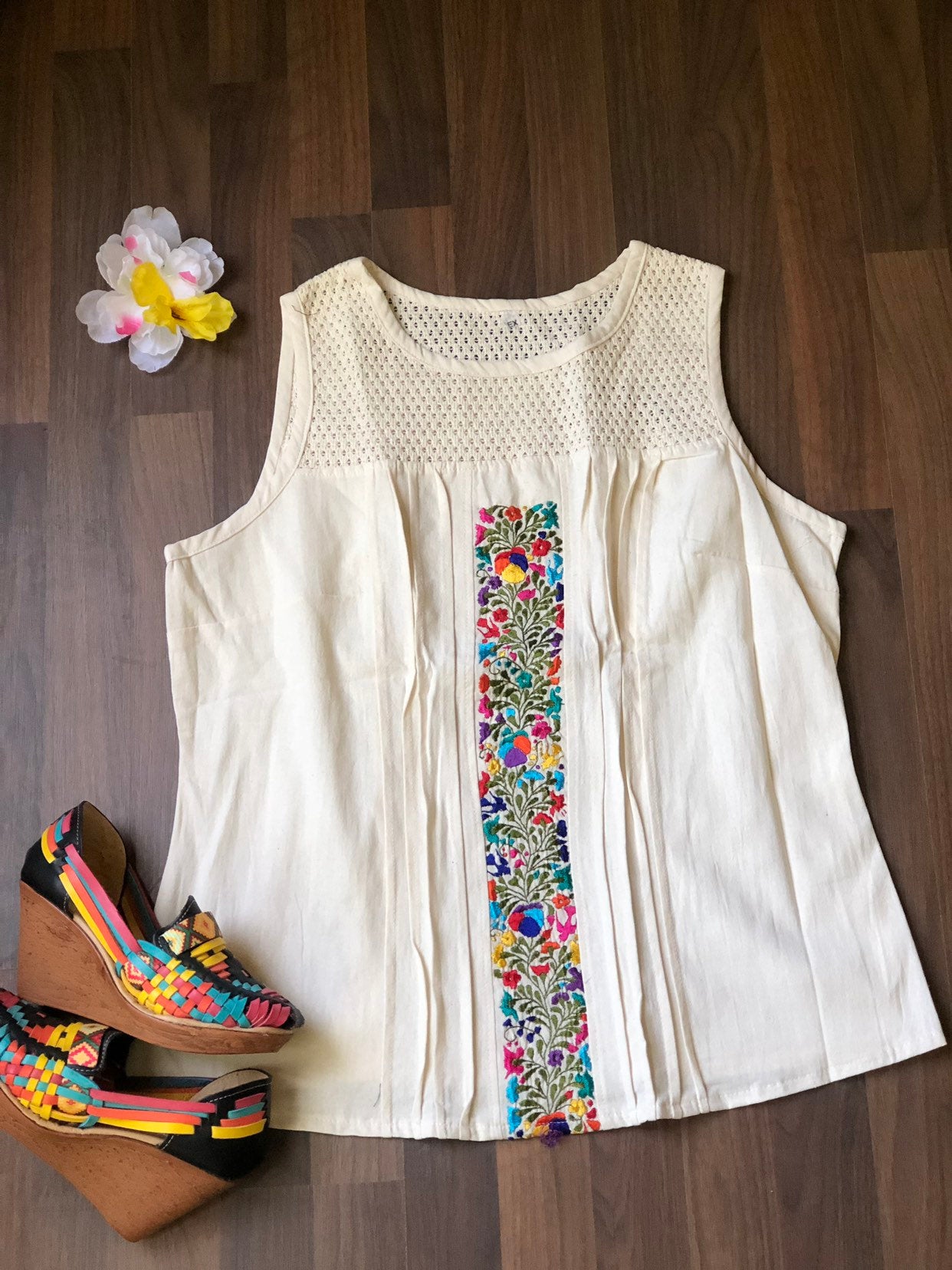 L-Xl Oaxaca Blouse- Elegant Hand Embroidery Blouse