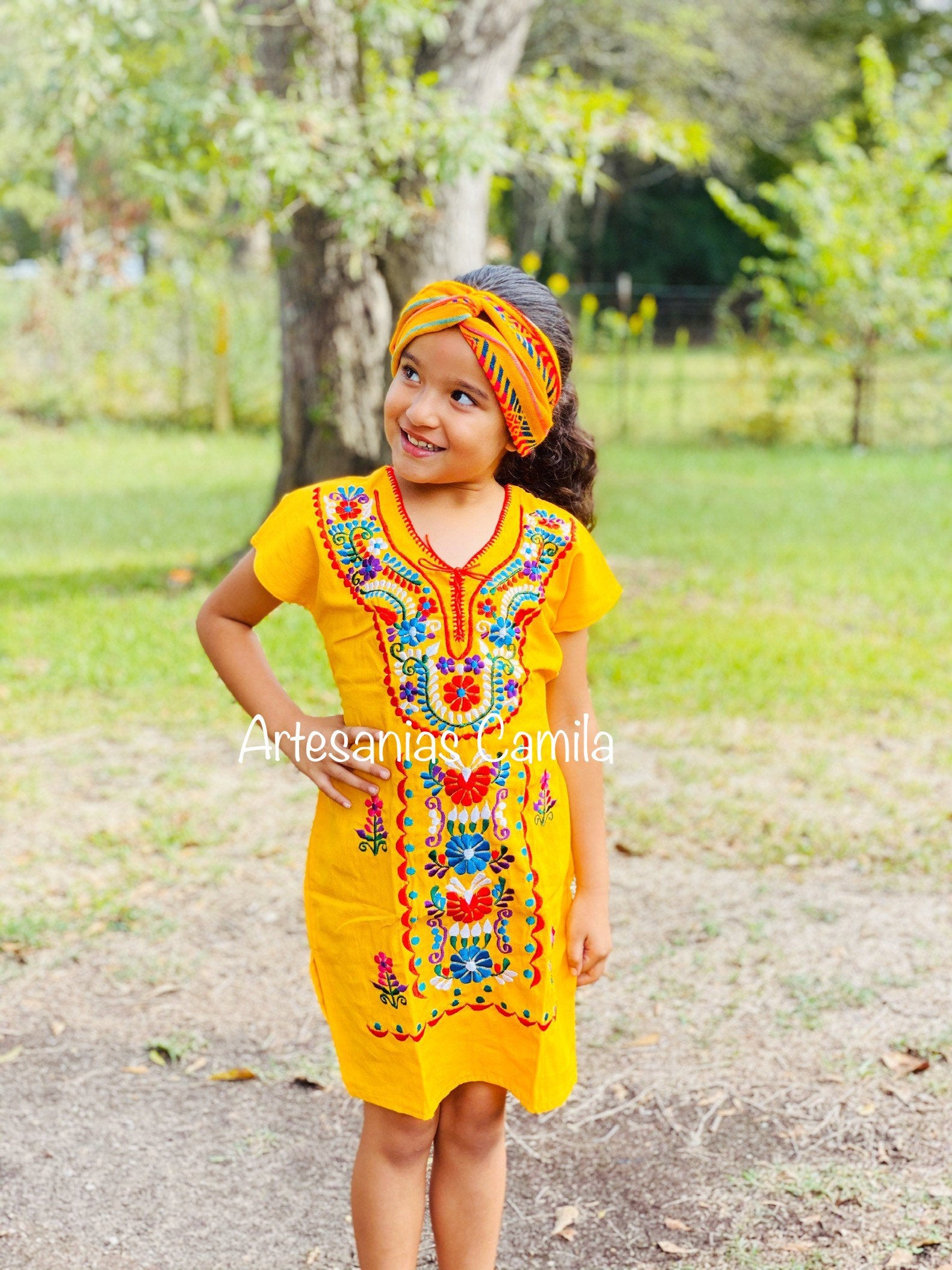 Girl's Toddler Mexican Fiesta Floral Embroidered Dress All SIzes Artesanias Camila Girl's Toddler Mexican Fiesta Floral Embroidered Dress All SIzes Artesanias Camila