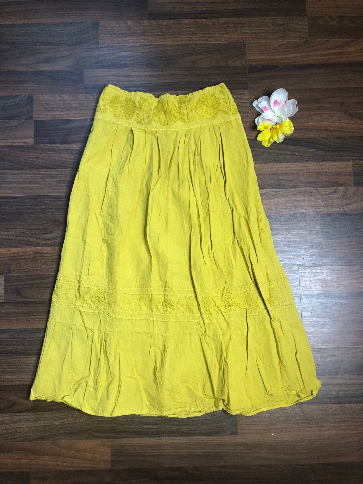 Hand Embroidered Skirt- Mexican Boho Hippie Style Skirt One size S-L