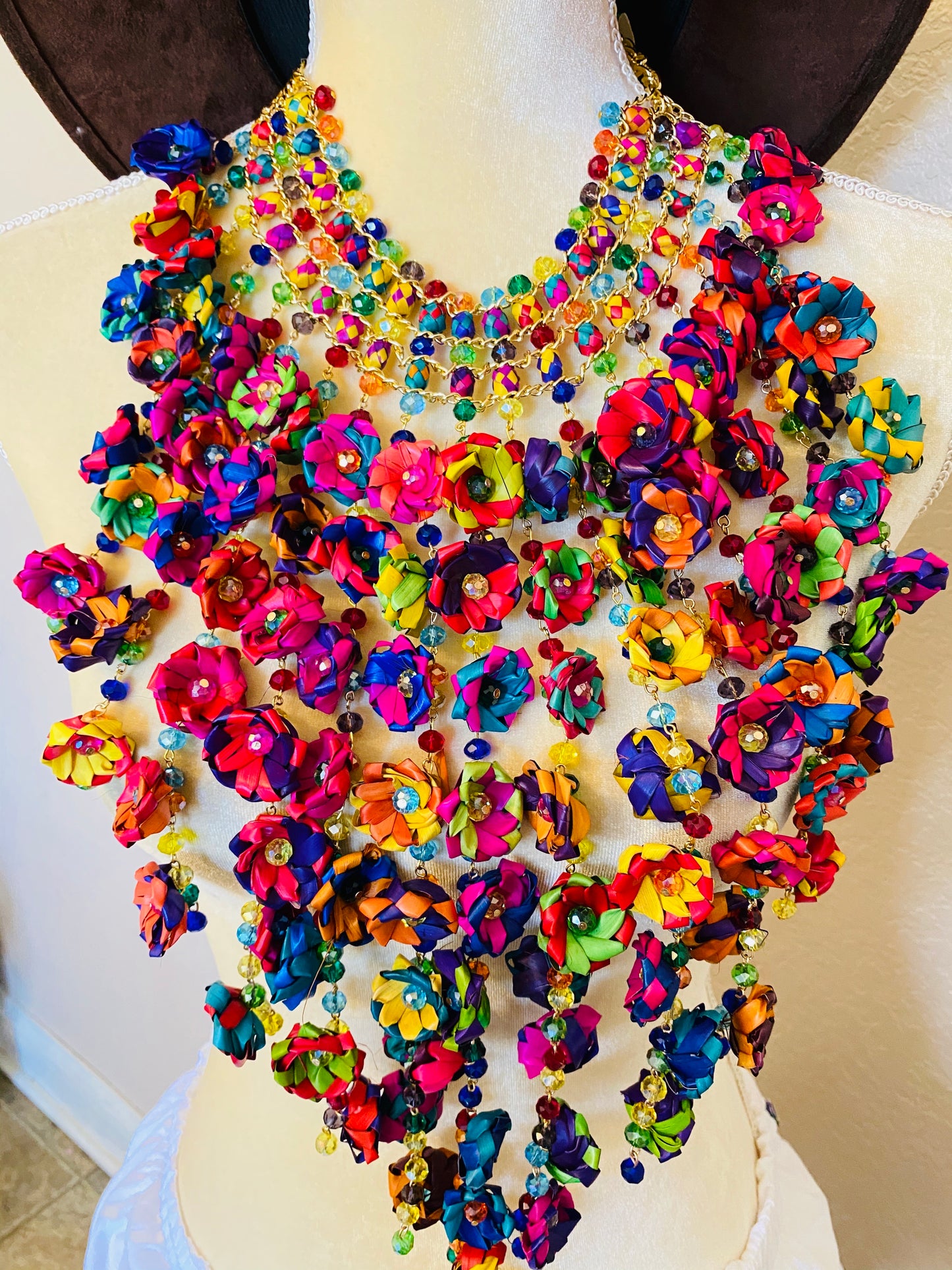 Mexican Jewelry Set - Collar De Palma -Boho Hippie Style Jewelry Rainbow