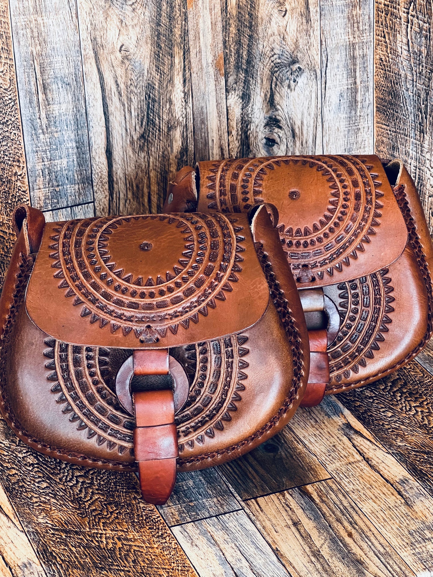 Tooled Boho Leather Crossbody Bag