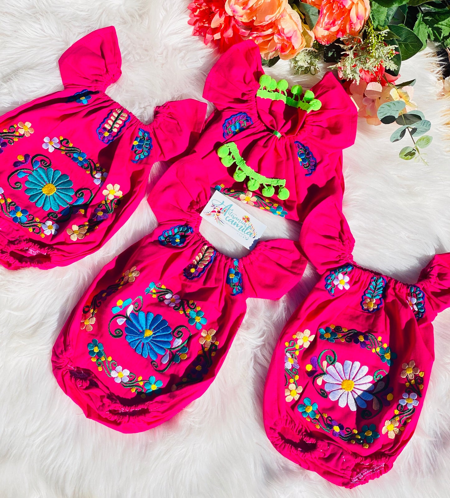 Pink Floral Romper/ Mexicanitas