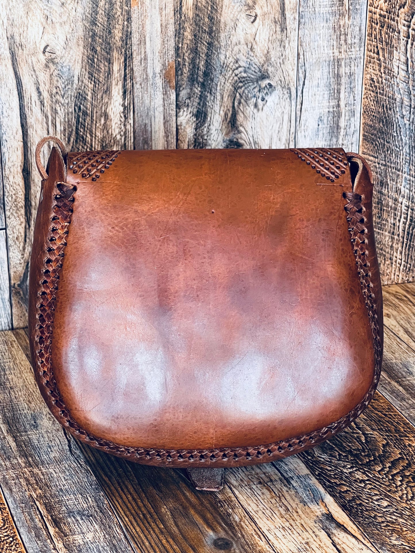 Tooled Boho Leather Crossbody Bag