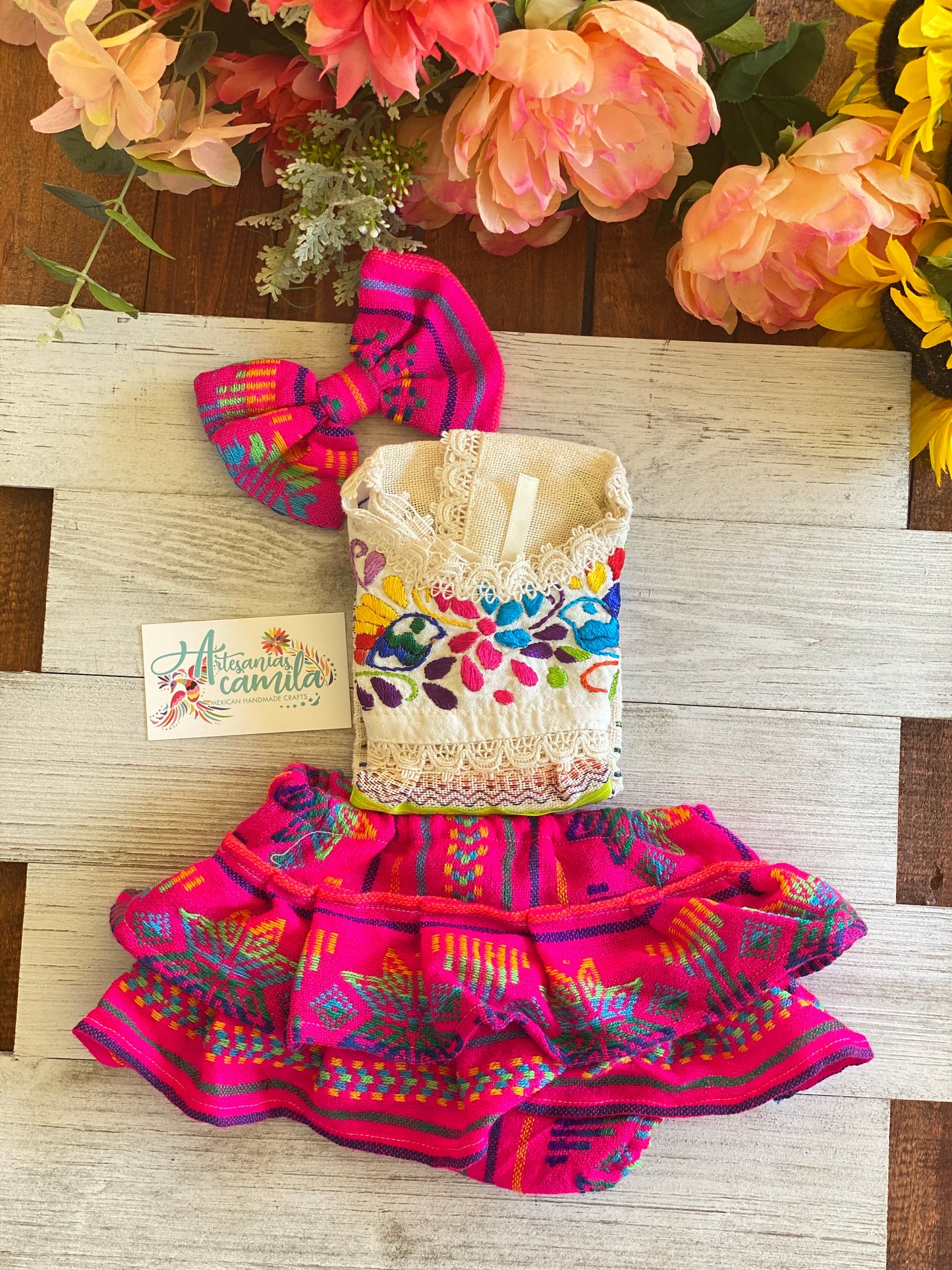 Pink Telar Paloma Baby Floral Set/ Baby Bloomers