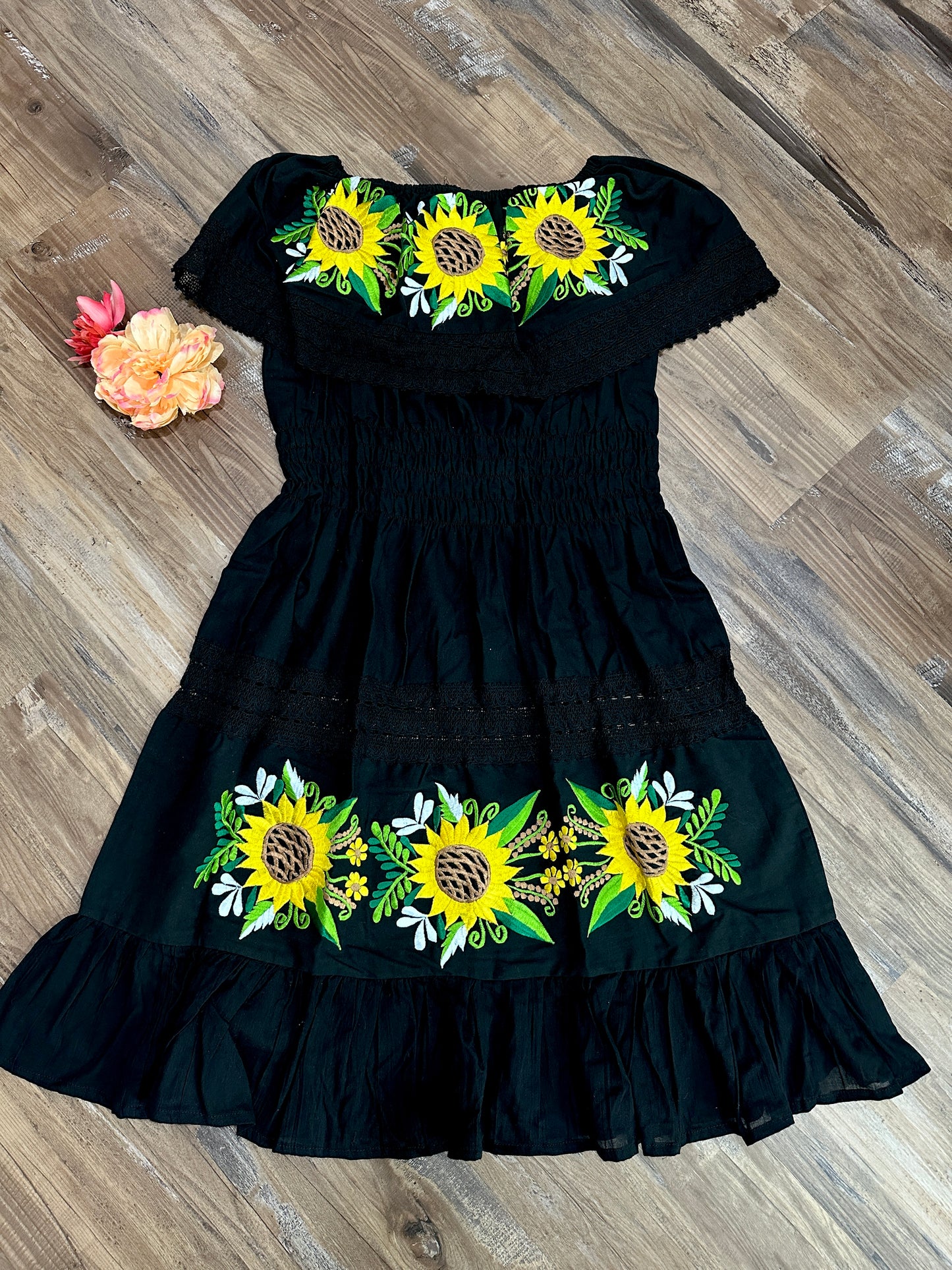 Sunflower Dress- Embroidery Dress large