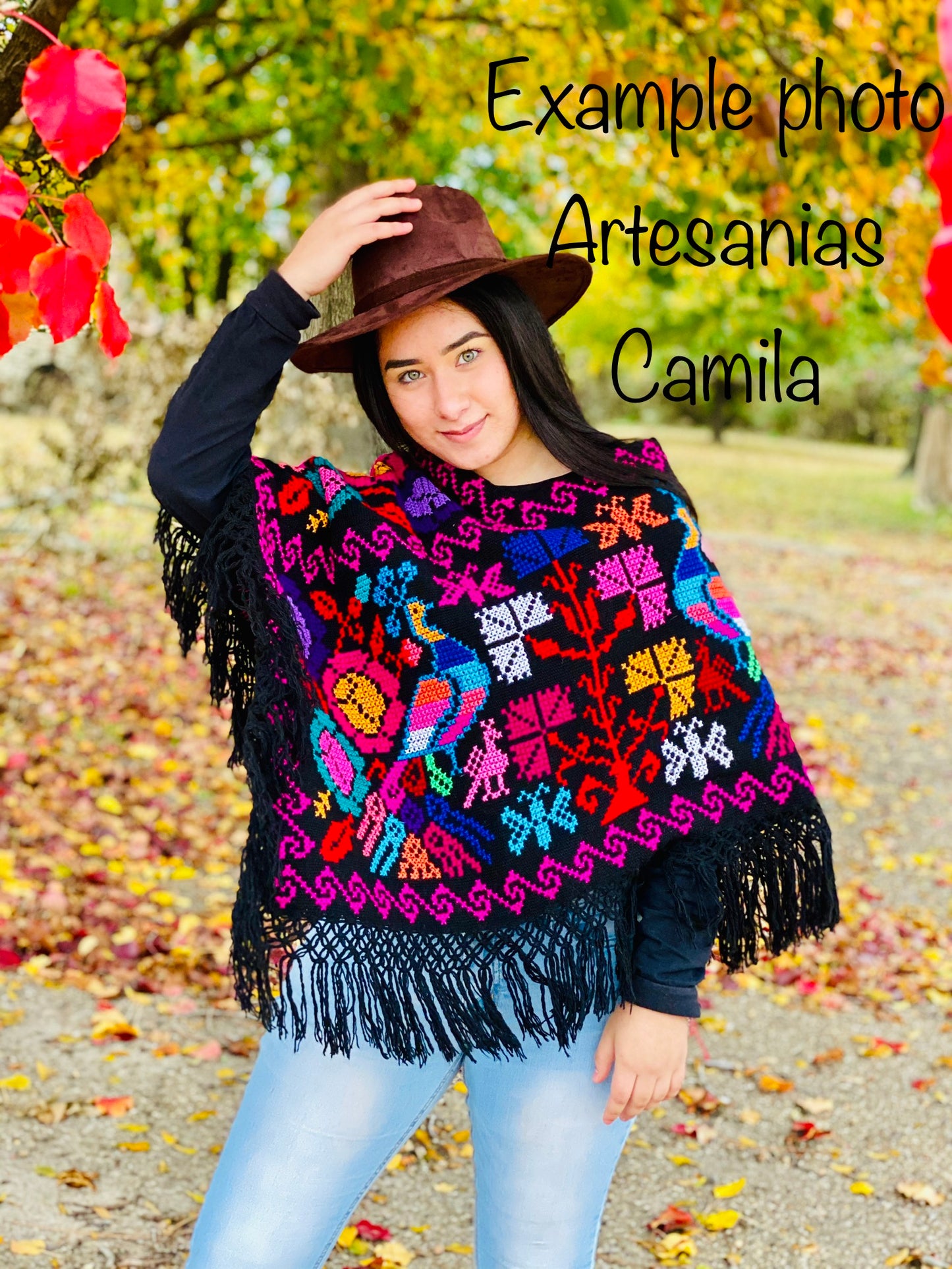 Mañanita Poncho- Embroidered Cape