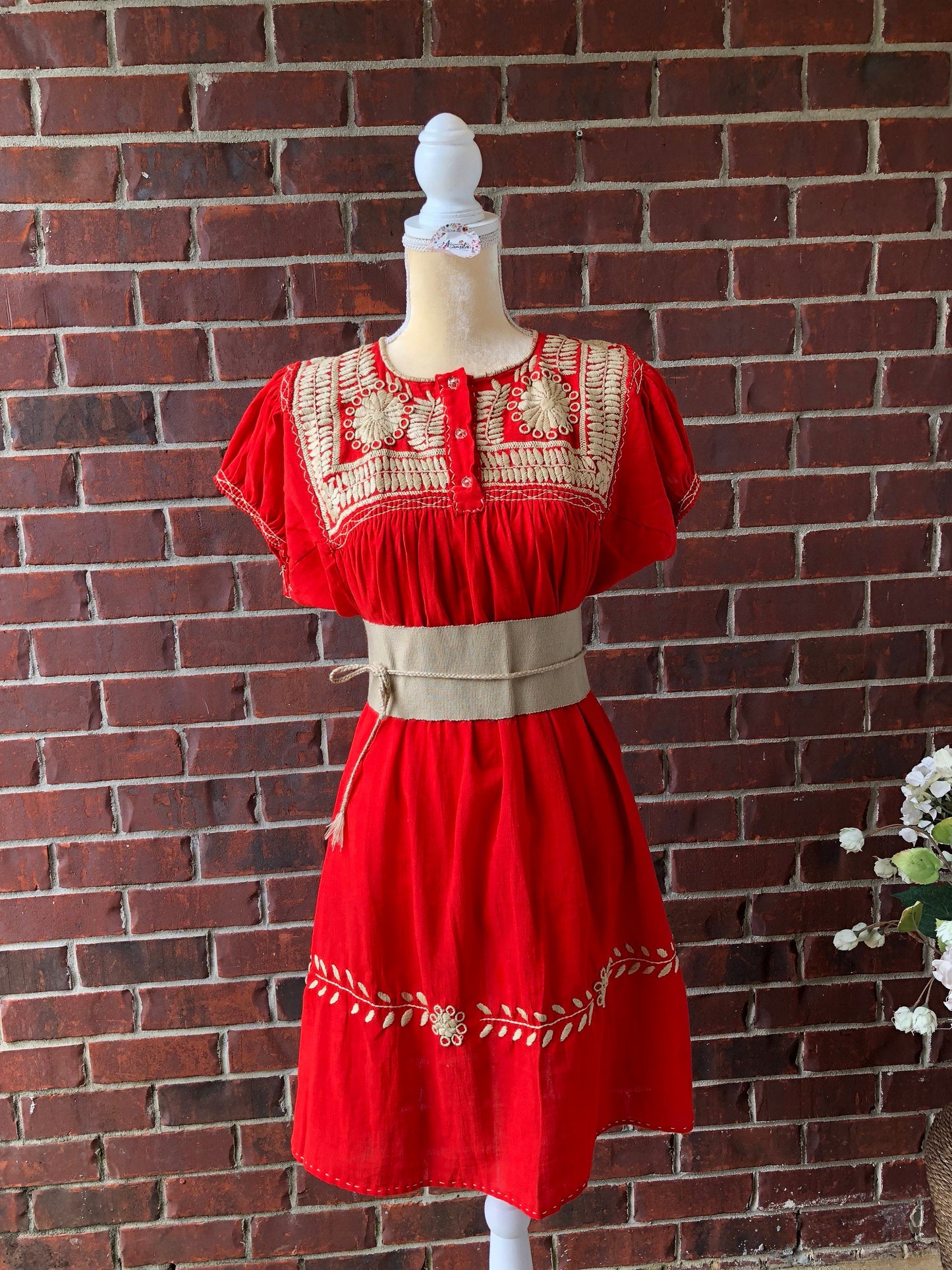 Mexican Rococo Dress| Belt Included| Fiesta Dress