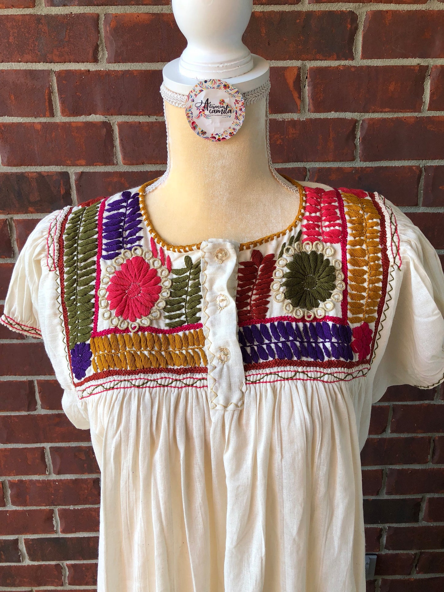 Mexican Maxi Rococo Dress| Belt included | Fiesta Dress