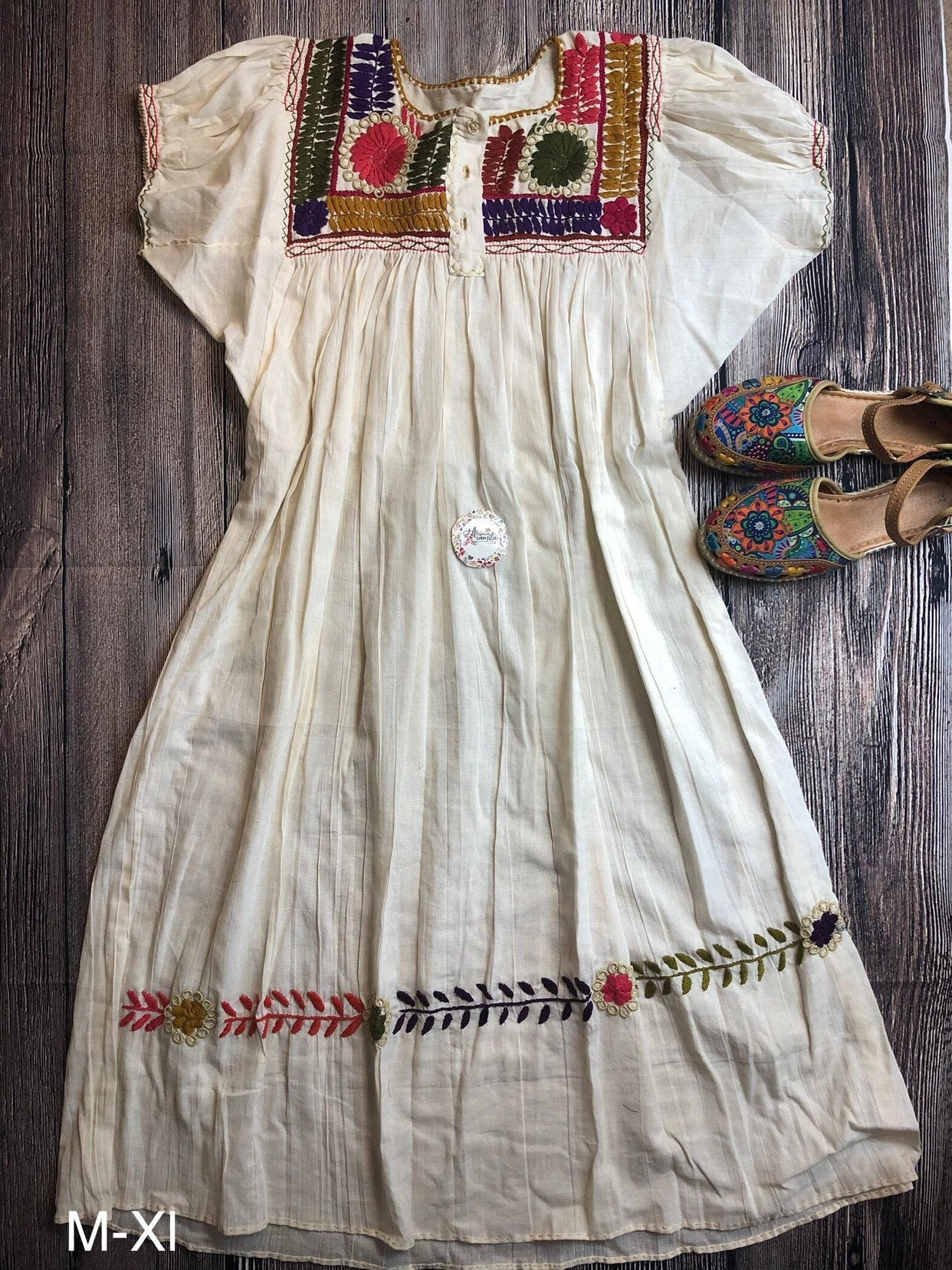 Mexican Maxi Rococo Dress| Belt included | Fiesta Dress