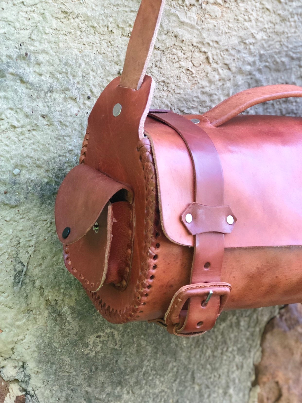 Mexican Tooled Leather Crossbody Bag- Includes Tassel- Large size