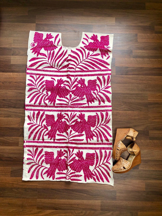 Oaxaca Mexican Huipil Dress - One Size- Hand Embroidery - Includes  Belt