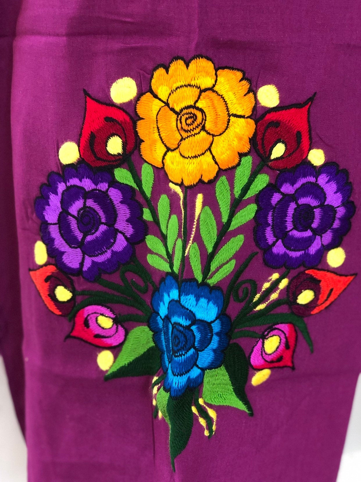 Mexican Floral Embroidered Dress- S-2x - Fiesta Floral Dress- Boho Fri Artesanias Camila Mexican Floral Embroidered Dress- S-2x - Fiesta Floral Dress- Boho Fri Artesanias Camila