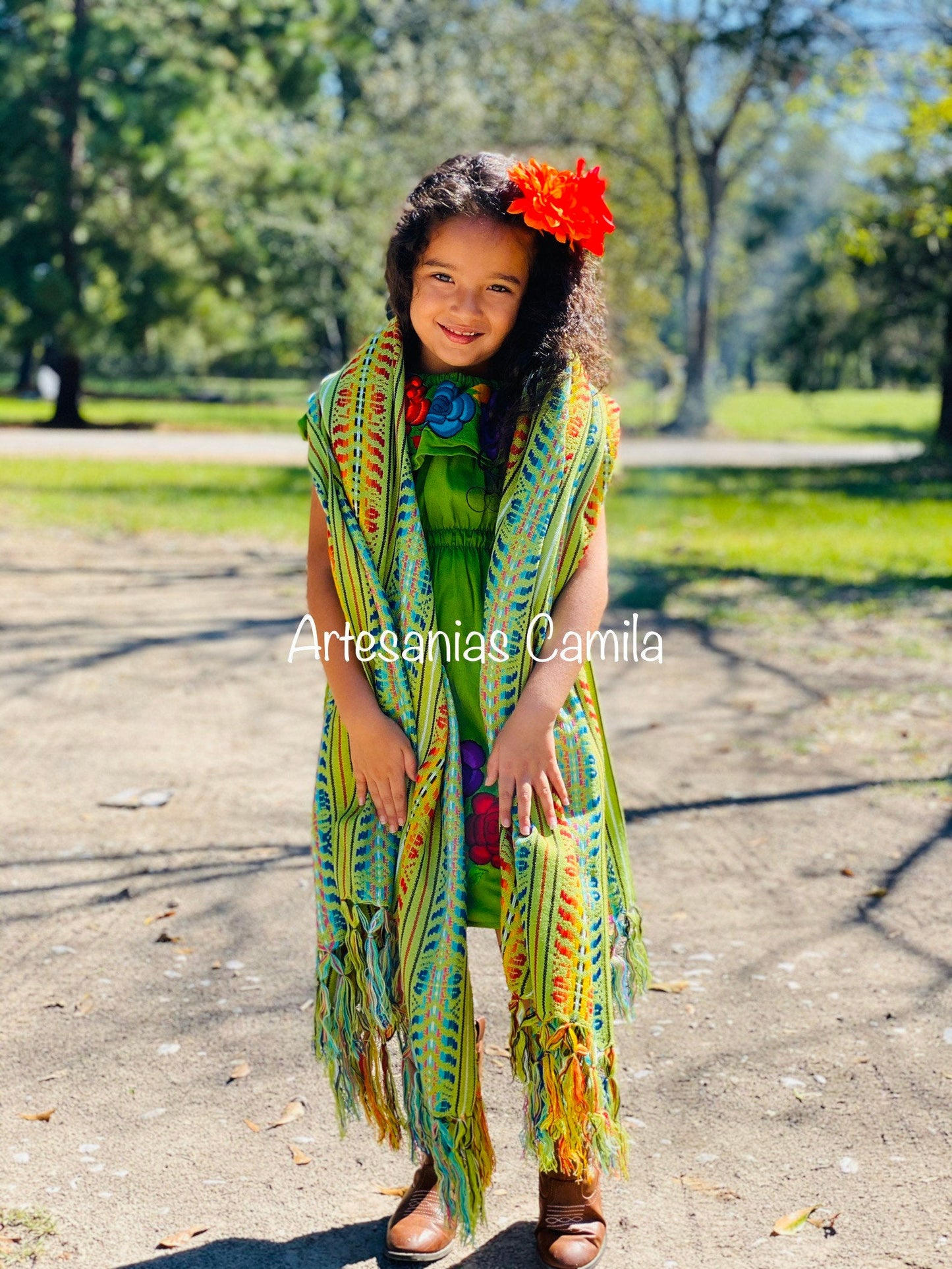 Toddler- Girls Mexican Embroidered Off the Shoulders Dress- Fiesta Girls Dress- Floral Dress All sizes