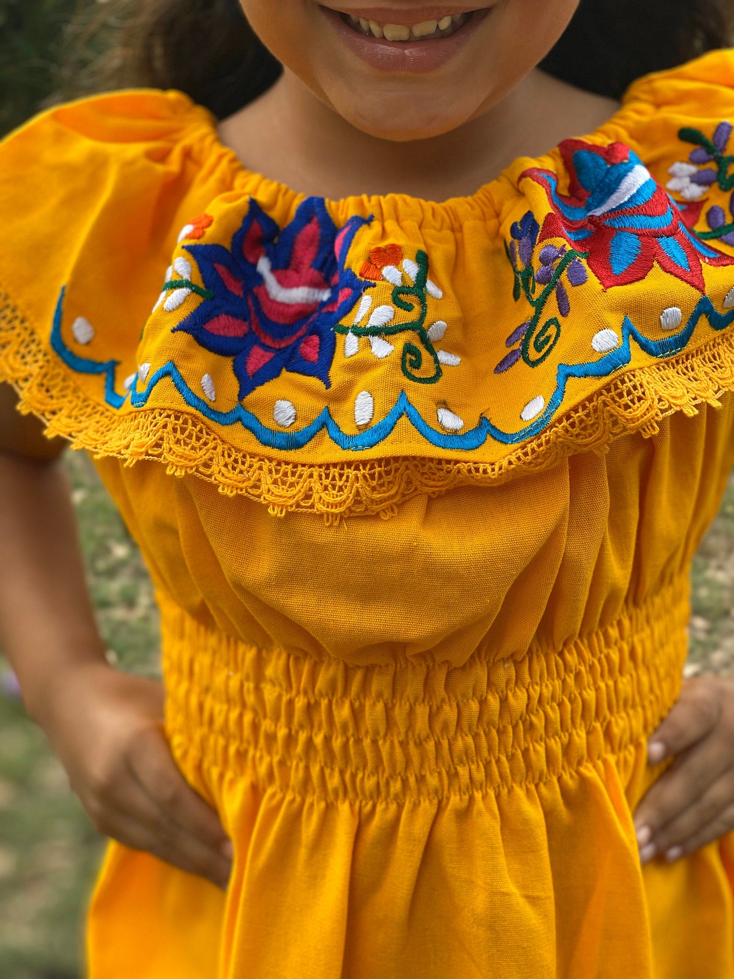 Girl's Toddler Mexican Fiesta Floral Embroidered Dress All SIzes