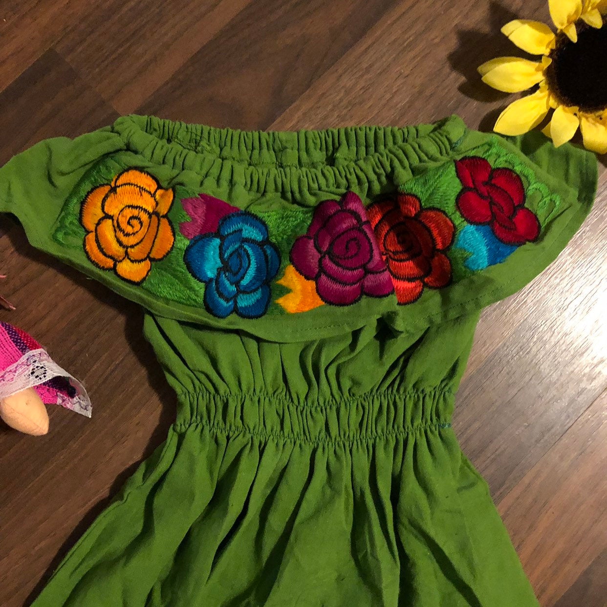 Toddler- Girls Mexican Embroidered Off the Shoulders Dress- Fiesta Girls Dress- Floral Dress All sizes