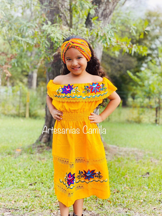 Girl's Toddler Mexican Fiesta Floral Embroidered Dress All SIzes