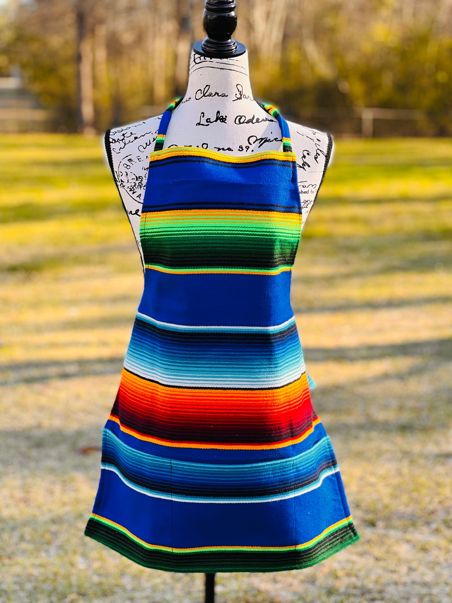 Serape Apron blue rainbow