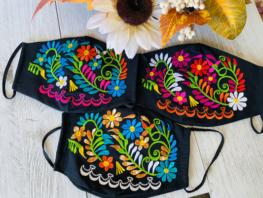 Embroidered Floral face mask (3) mix floral