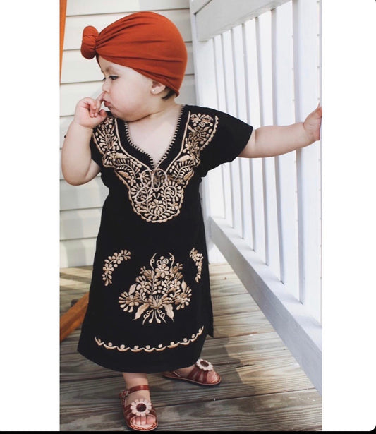 Girl's Toddler Mexican Fiesta Floral Embroidered Dress All SIzes Kimono