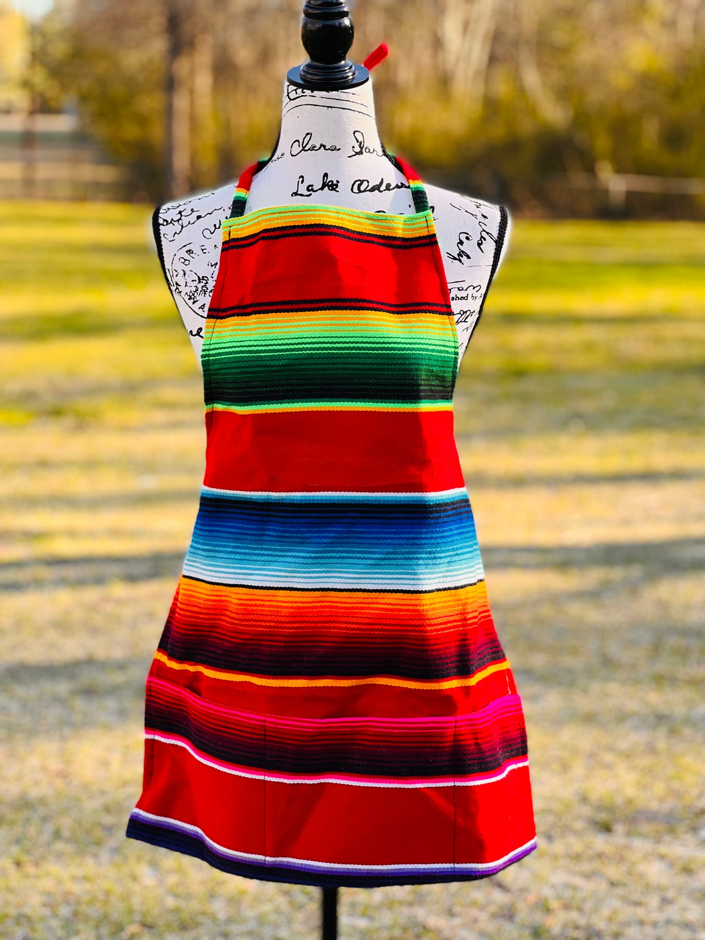 Serape Apron red rainbow