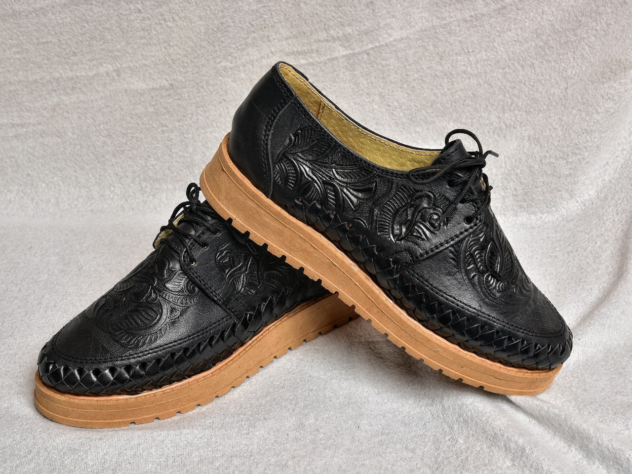 Tooled Black Loafers