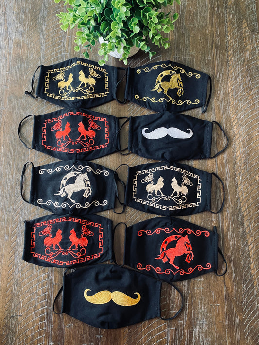 Face Mask Cubre bocas bordados Set (3) Mix designs